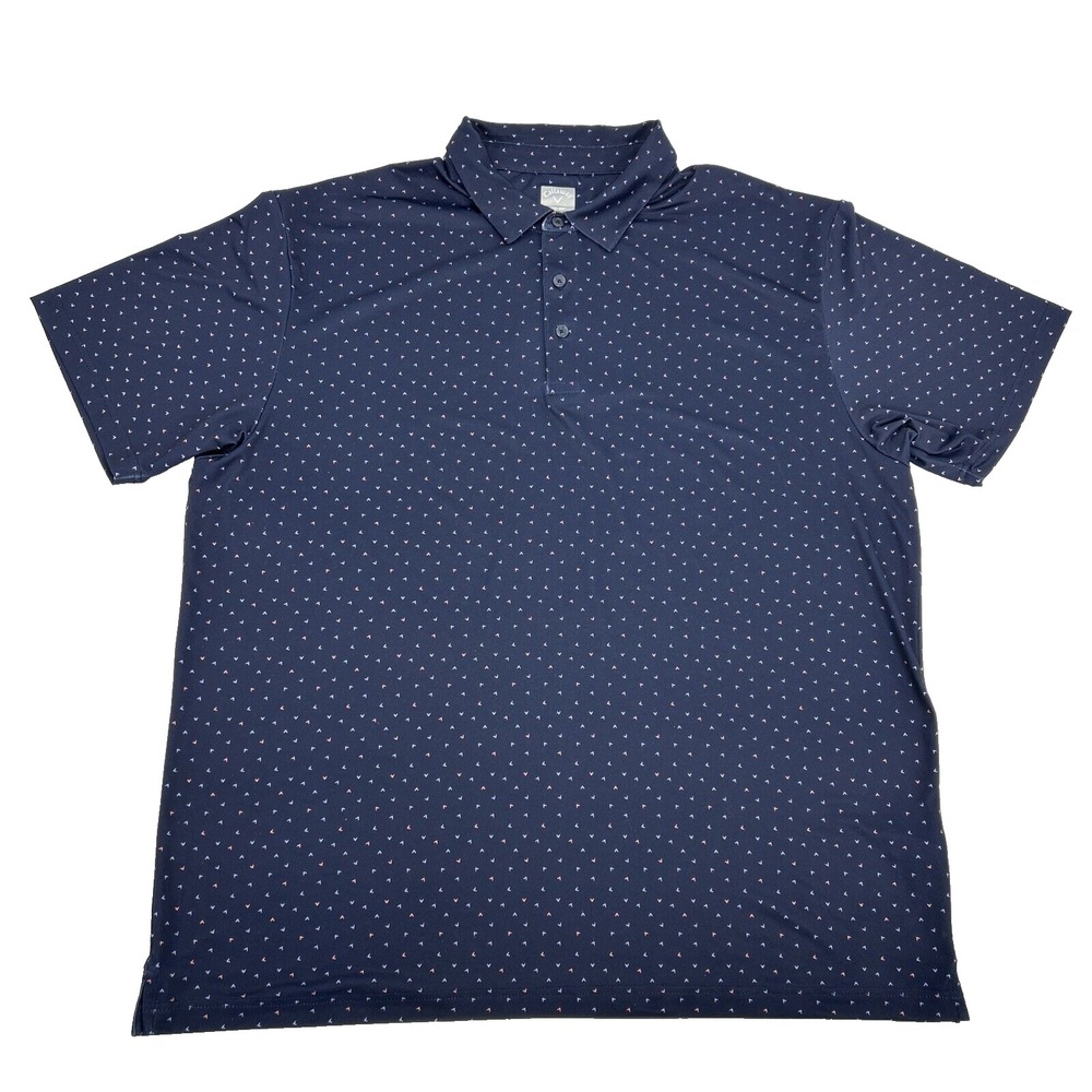 Callaway Shirt Men's XXL 2XL Blue Logo AOP Opti-Dri Short‎ Sleeve Polo Golf